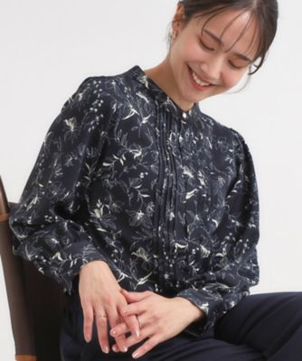 セットアップ可】ピンタックバンドカラーブラウス