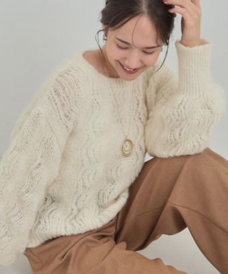 ＜SHOO LA RUE (Women)＞【Ｓ－ＬＬ】ふんわり大人の　透かし編みニットトップス（２００２５４８５２１）