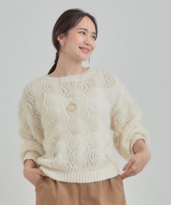 S－LL】ふんわり大人の 透かし編みニットトップス