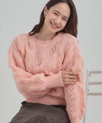 S－LL】ふんわり大人の 透かし編みニット（2002548521