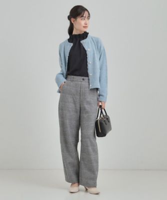 あったか】クラシカルなチェック柄 裏起毛カーブパンツ