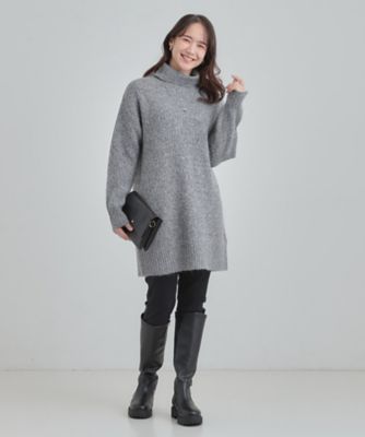 洗濯機可／S－LL】女性らしい美シルエット ニットチュニック