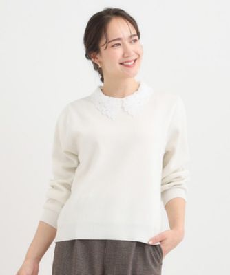 襟取り外し可／S－LL】上品見え レース襟ニット