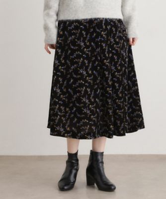 ＜LAURA ASHLEY＞【洗える／ウエストゴム／同柄アイテムあり】エラビー　スプリッグ柄　ベロアスカート（２００２５４８５６８）