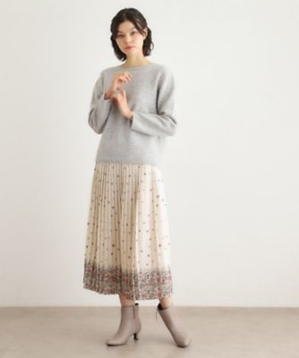 洗える／同柄アイテムあり】ライリー バタフライズ柄 プリーツスカート