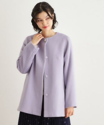 ウール混／ビジューボタン】ミドル丈コート（2002548572