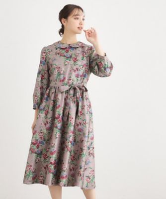 ＜LAURA ASHLEY＞【ＷＥＢ限定／９分袖／Ｍ＿ＬＬ　３サイズ】ペンブリー柄　シャンタンワンピース（２００２５４８５７４）