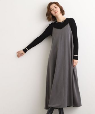 ＜GROVE (Women)＞【体型カバー／レイヤード】へリンボンキャミワンピース（２００２５４８６０４）