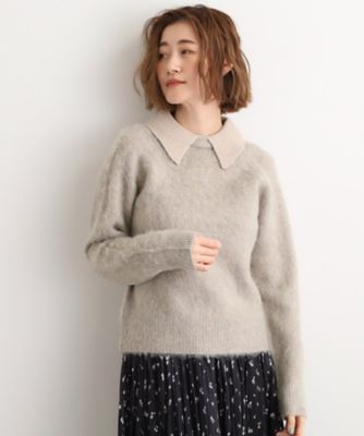 異素材ビッグカラーニット（2002548605） | GROVE (Women