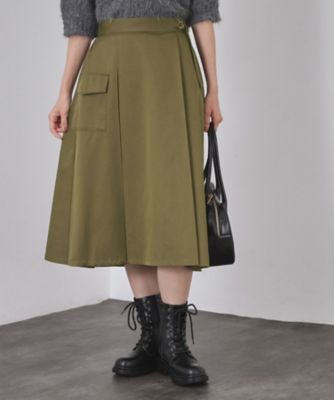OPAQUE.CLIP (Women)/オペークドットクリップ アシメプリーツスカート(2002548802) カーキ027 ひざ丈スカート【三越伊勢丹/公式】