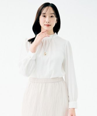 セレモニー／定番人気】ハイネックフリル ブラウス