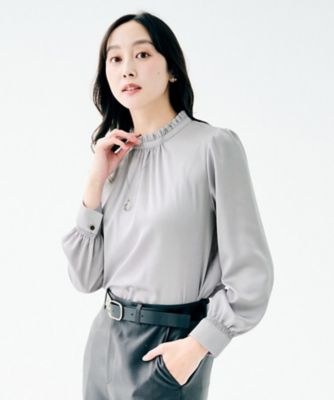 完売品！ハイネックフリルブラウス ReRe ブラウス シャツ フリル襟ハイネックブラウス レディース