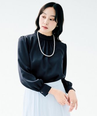 セレモニー／定番人気】ハイネックフリル ブラウス