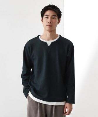 THE SHOP TK (Men)/ザ ショップ ティーケー【一枚でコーディネートが完成!】レイヤード風キーネック長袖Tシャツ 洗濯機OK(2002548924) グリーン024 トップス【三越伊勢丹/公式】