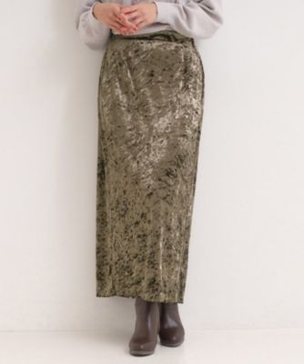 ＜SHOO LA RUE (Women)＞【Ｓ－ＬＬ】光沢感が華やかに　ベロア調ナロースカート（２００２５４８９２８）