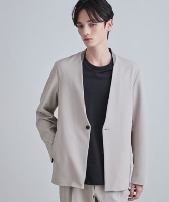 セットアップ対応】360度ストレッチノーカラージャケット