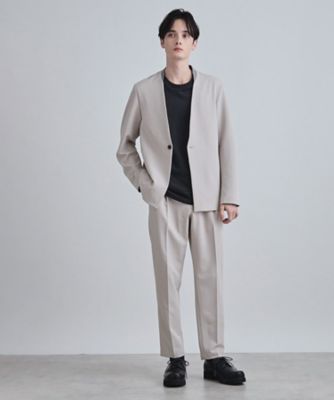 セットアップ対応】360度ストレッチノーカラージャケット