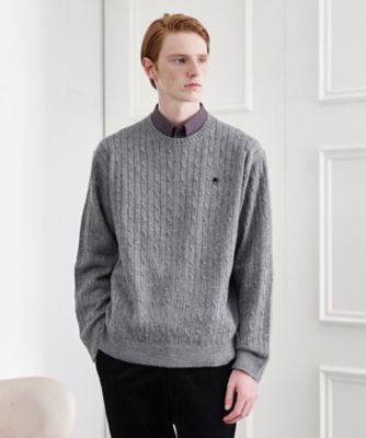 LIMITED】ワンポイント刺繍ケーブルニット