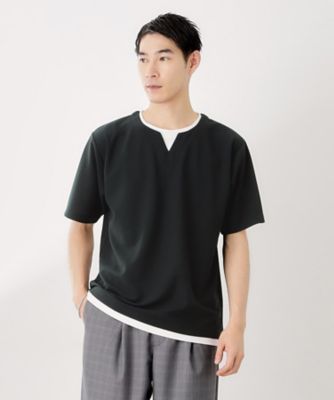 ＜THE SHOP TK (Men)＞ツイルキーネック半袖Ｔシャツ（２００２５４９３９９）