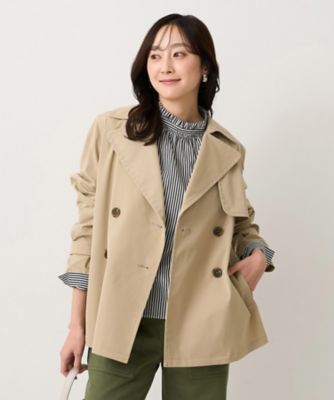 【はっ水／洗える／セレモニーにも】タスランショートトレンチコート（２００２５４９６２３）