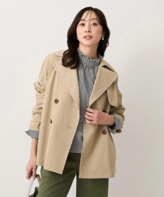 【はっ水／洗える／セレモニーにも】タスランショートトレンチコート（２００２５４９６２３）