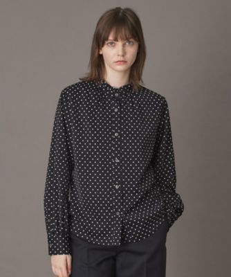 極美品 ドレステリア 24SS フリル シアー ドット ブラウス ブラック 現行 DRESSTERIOR（ドレステリア） ブラウス シャツ 「透け感/ドット柄
