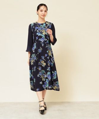 SUNAUNA (Women)/スーナウーナ【co creation and yours/SS~L】花柄パネルワンピース(2002550667) アオ294 ワンピース・ドレス【三越伊勢丹/公式】