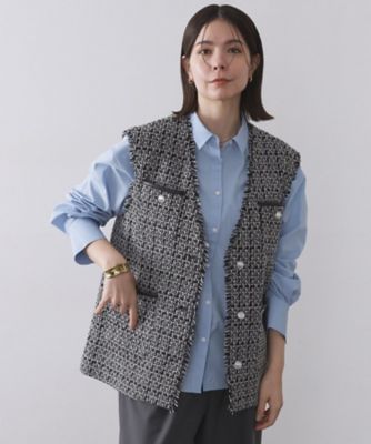 【SALE】OPAQUE.CLIP (Women)/オペークドットクリップ ツイードVネックベスト(2002550670) クロ419 トップス【三越伊勢丹/公式】