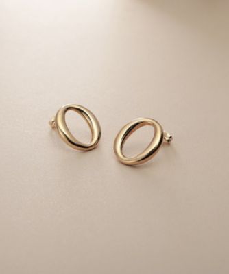 K10中空ニュアンスオーバル スタッズピアス