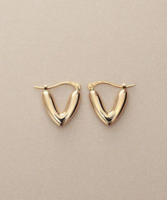 【2月月間目玉商品】新品未使用♡K10台フープピアス(直径12ミリ） K10中空ハートシェイプ フープピアス（2002550709