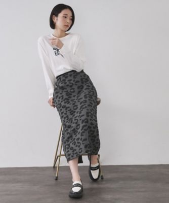 レオパードジャカードニットスカート【洗濯機OK