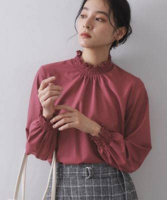 OPAQUE.CLIP (Women)/オペークドットクリップ シャーリングハイネックブラウス(2002550759) アカ064 トップス【三越伊勢丹/公式】