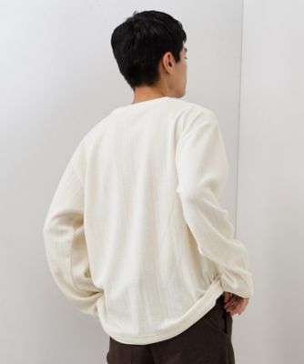 心地良い、滑らかさ】レイヤード風ケーブル長袖Tシャツ