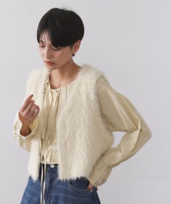 OPAQUE.CLIP (Women)/オペークドットクリップ 《andGIRL掲載》シャギーニット ショートベスト(2002550913) シロ004 トップス【三越伊勢丹/公式】