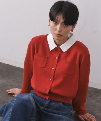 OPAQUE.CLIP (Women)/オペークドットクリップ 《andGIRL掲載》金ボタンニットカーディガン/衿取り外し可(2002550921) オレンジ067 トップス【三越伊勢丹/公式】