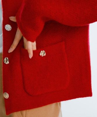 ビジューボタンニットカーディガン【洗える