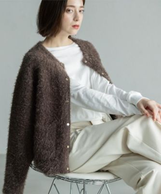 シャギーミドルカーディガン【洗濯機OK】《6col