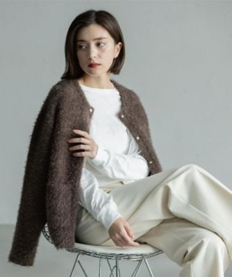 シャギーミドルカーディガン【洗濯機OK】《6col