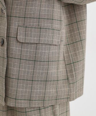 セットアップ可】チェック柄 ダブルブレストテーラードゆるジャケット