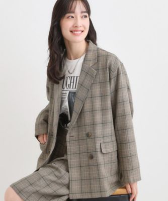 SHOO LA RUE (Women)/シューラルー チェック柄 ダブルブレストテーラードゆるジャケット(2002551051) ベージュ252 コート・ジャケット【三越伊勢丹/公式】