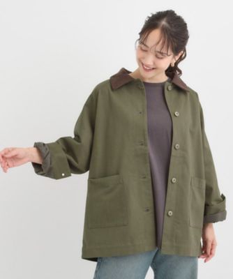 S－LL】オーバーシルエットでこなれ感 襟コール カバーオール