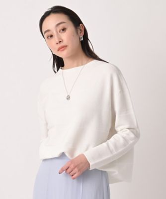 ＜UNTITLED L (Women/大きいサイズ)＞【ゆったり／洗える】クロップドニットプルオーバー（２００２５５１２０１）