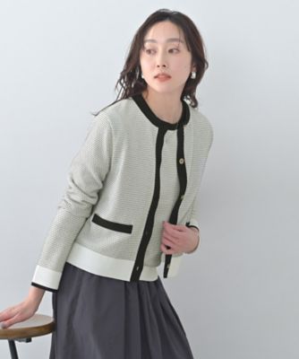 ＜UNTITLED L (Women/大きいサイズ)＞配色ハイゲージニットカーディガン（２００２５５１３０８）