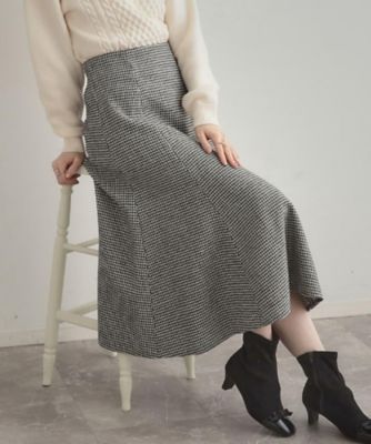 ＜COUTURE BROOCH (Women)＞【クラシカル・パッと目を惹く】ラメ千鳥　マーメイド　フレアスカート（２００２５５１３１２）