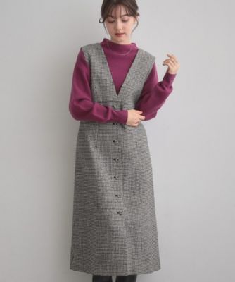 ＜COUTURE BROOCH (Women)＞【クラシカル・通勤】ラメ千鳥ボタンデザインジャンスカ（２００２５５１３１３）