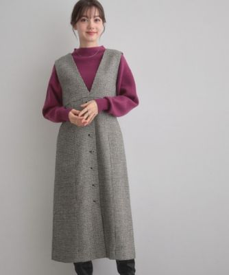 クラシカル・通勤】ラメ千鳥ボタンデザインジャンスカ