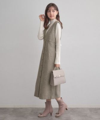 クラシカル・通勤】ラメ千鳥ボタンデザインジャンスカ