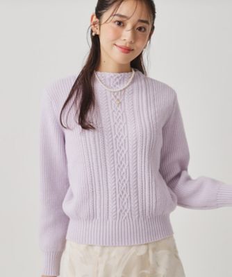 手洗い可／日本製】ケーブルデザインのニットトップス