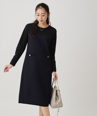 手洗い可】配色デザインニットワンピース（2002551345