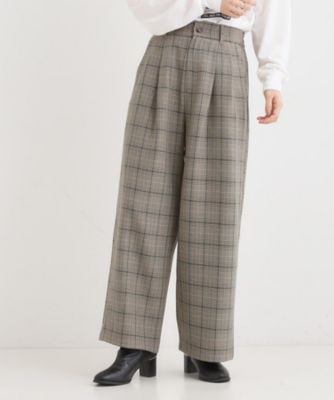 セットアップ可】チェック柄タックワイドパンツ（2002551360